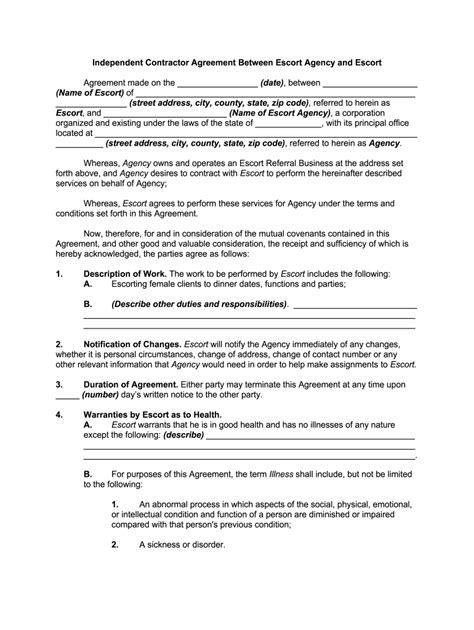 escort agency contract template pdf|Get the free escort independent contractor agreement